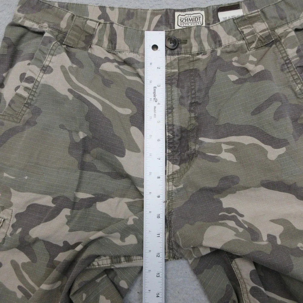 CE Schmidt Workwear Cargo Shorts Mens 40x11 Green Camo Cotton Ripstop Utility